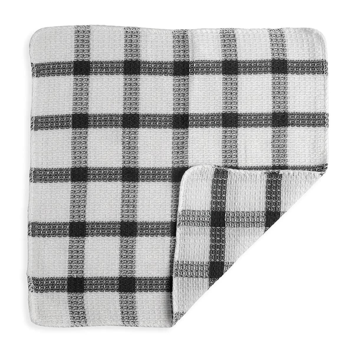 Set of 24 Dark Navy Checkered Pattern Cotton Kitchen Towels Dish Cloth Scrubbing Towels Clothes Cleaning Rags Kitchen Essentials image number 6