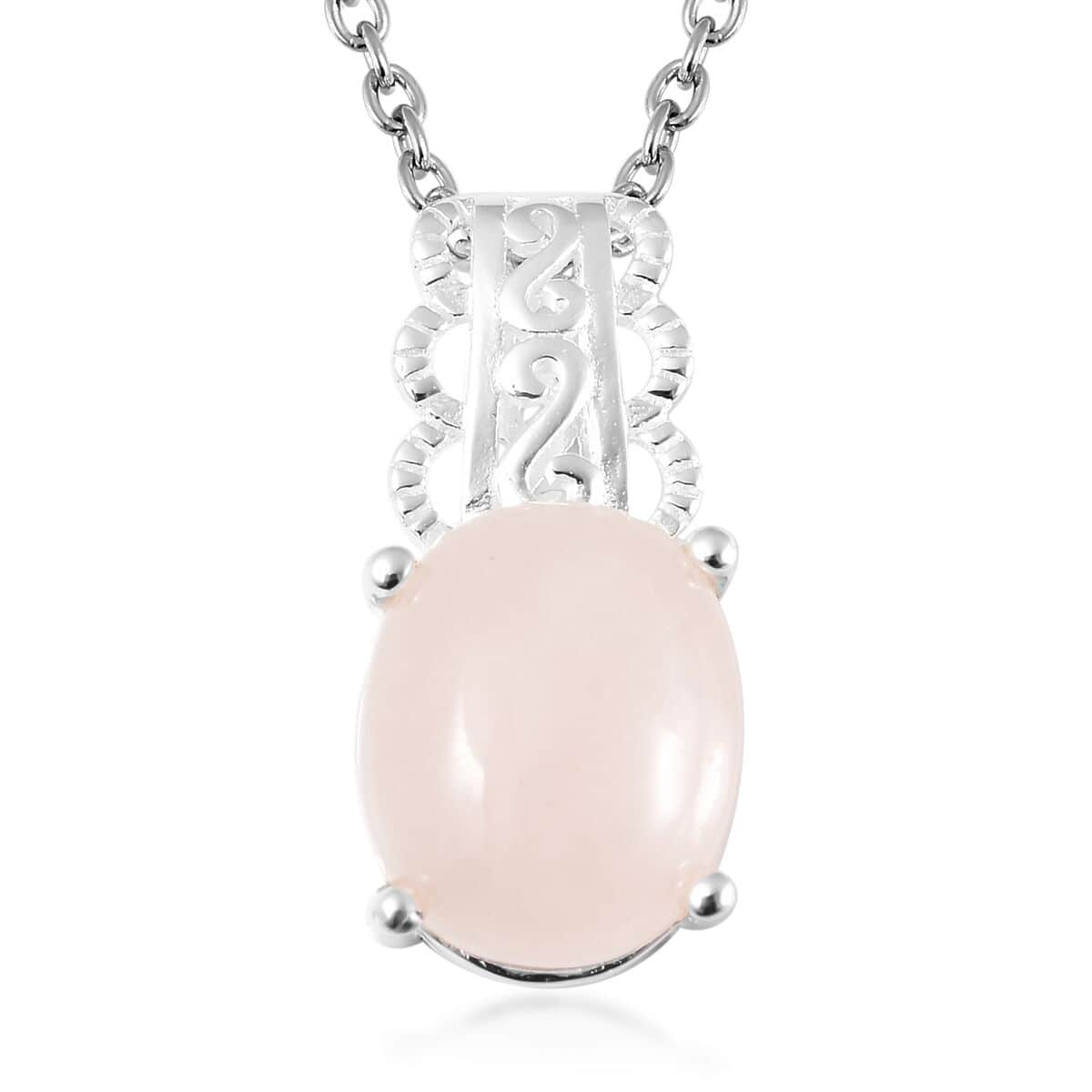 Galilea Rose Quartz Pendant in Sterling Silver with Stainless Steel Necklace 20 Inches 3.15 ctw image number 0