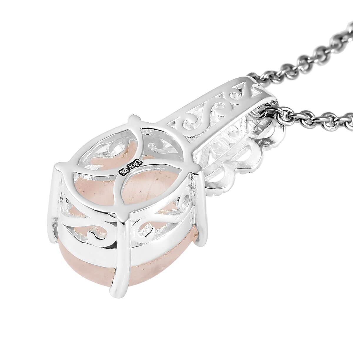 Galilea Rose Quartz Pendant in Sterling Silver with Stainless Steel Necklace 20 Inches 3.15 ctw image number 4