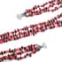 Multi Wear Indian Garnet, Seed Bead Earrings, Triple Strand Magnetic Clasp Bracelet 8 In and Magnetic Clasp Necklace 20 In in Silvertone 404.50 ctw image number 3