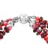 Multi Wear Indian Garnet, Seed Bead Earrings, Triple Strand Magnetic Clasp Bracelet 8 In and Magnetic Clasp Necklace 20 In in Silvertone 404.50 ctw image number 5
