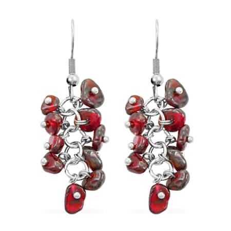 Multi Wear Indian Garnet, Seed Bead Earrings, Triple Strand Magnetic Clasp Bracelet 8 In and Magnetic Clasp Necklace 20 In in Silvertone 404.50 ctw image number 6