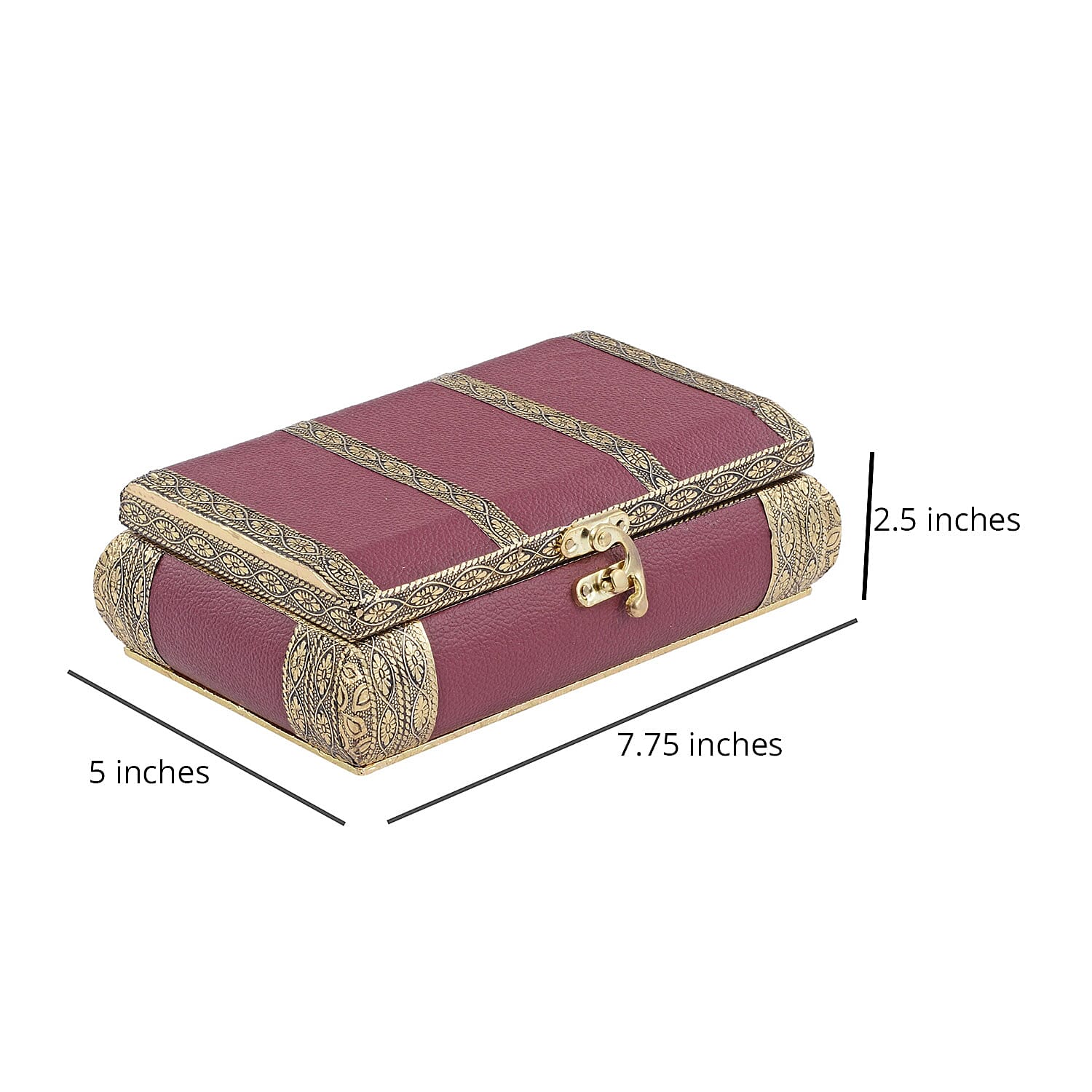 Burgundy Faux Leather Oxidized Jewelry Box with Scratch Protection Interior | Jewelry Storage Box for Women | Travel Jewelry Case | Jewelry Organizer