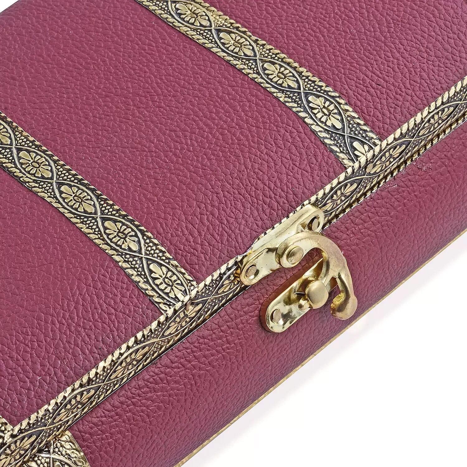 Burgundy Faux Leather Oxidized Jewelry Box with Scratch Protection Interior | Jewelry Storage Box for Women | Travel Jewelry Case | Jewelry Organizer