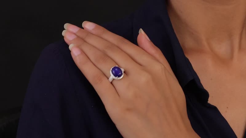 Lapis Lazuli 5.85 ctw Ring In Sterling Silver, Solitaire Engagement Rings, Fashion Ring For Women