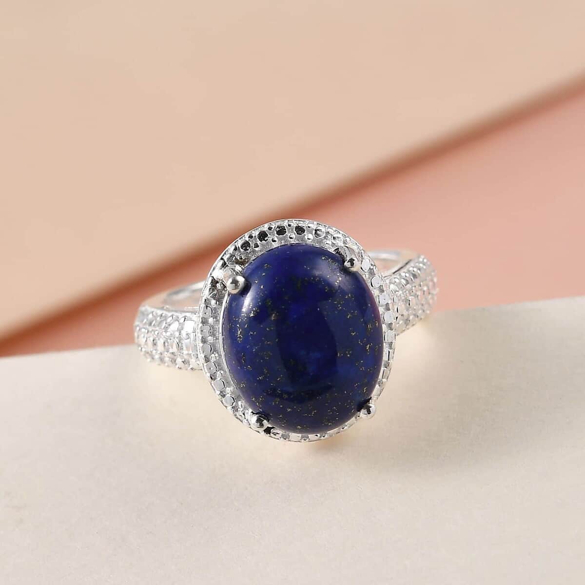 Lapis Lazuli Ring In Sterling Silver, Solitaire Engagement Rings, Fashion Ring For Women (Size 10.0) 6.25 ctw image number 3