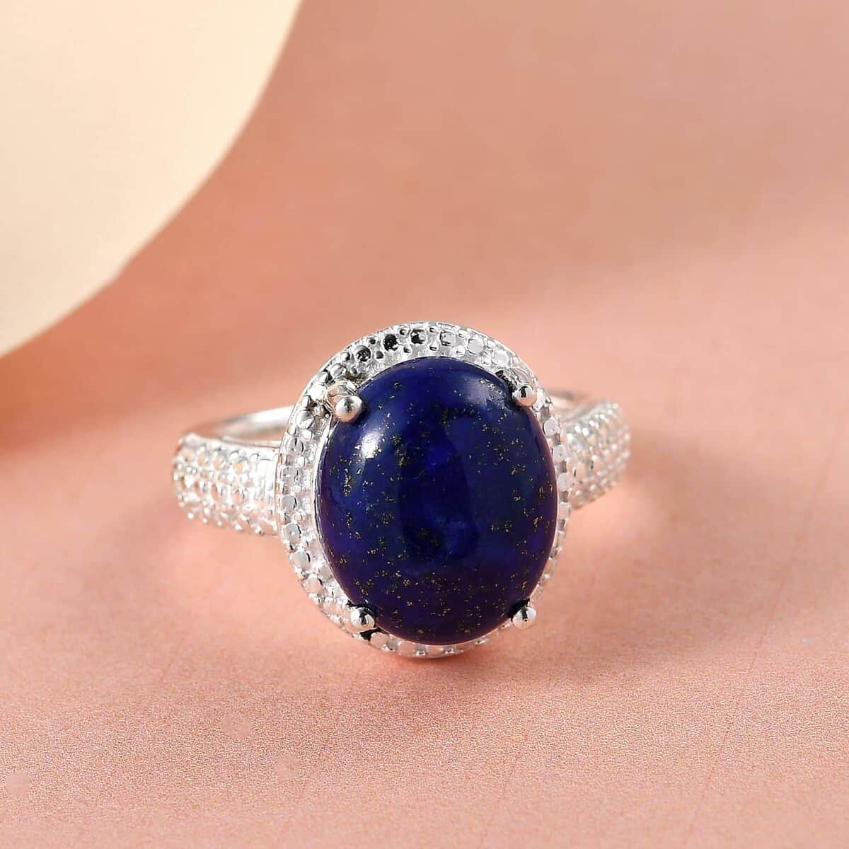 Lapis Lazuli Ring In Sterling Silver, Solitaire Engagement Rings, Fashion Ring For Women (Size 10.0) 6.25 ctw image number 4
