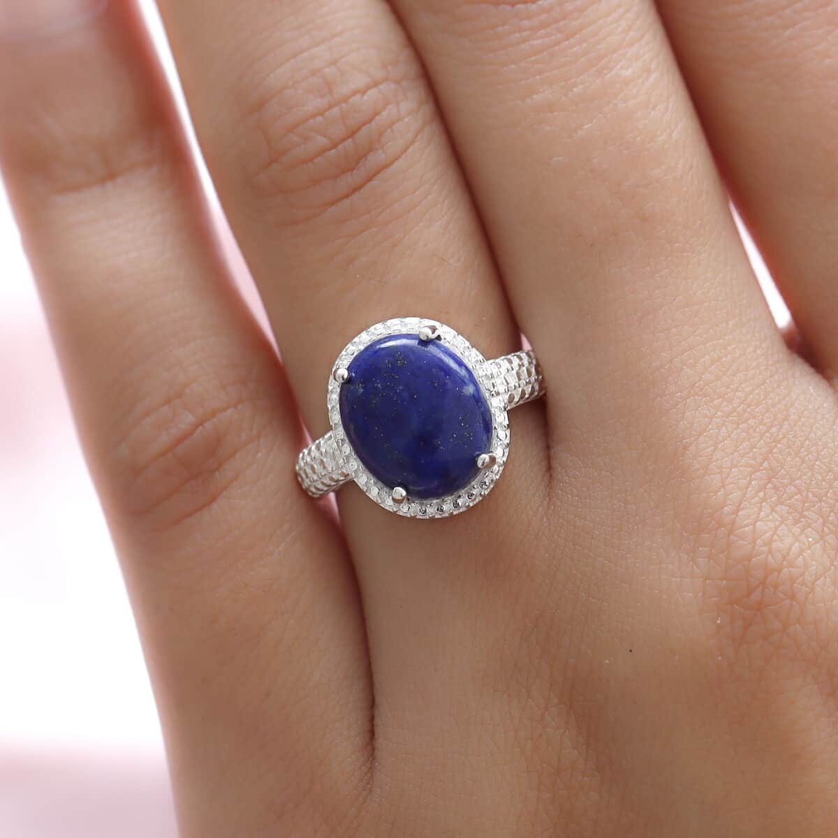 Lapis Lazuli Ring In Sterling Silver, Solitaire Engagement Rings, Fashion Ring For Women (Size 7.0) 5.85 ctw image number 2