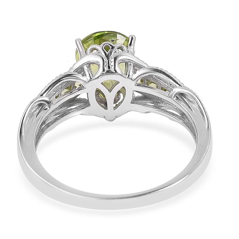 Peridot Ring in Platinum Over Sterling Silver (Size 6) 3.30 ctw