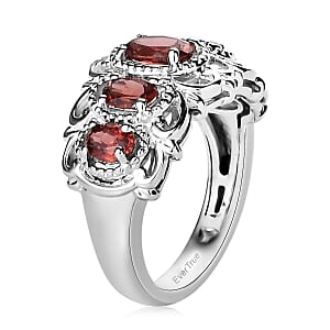 EverTrue Mozambique Garnet 5 Stone Ring in Platinum Bond 1.50 ctw (Size 10.0)