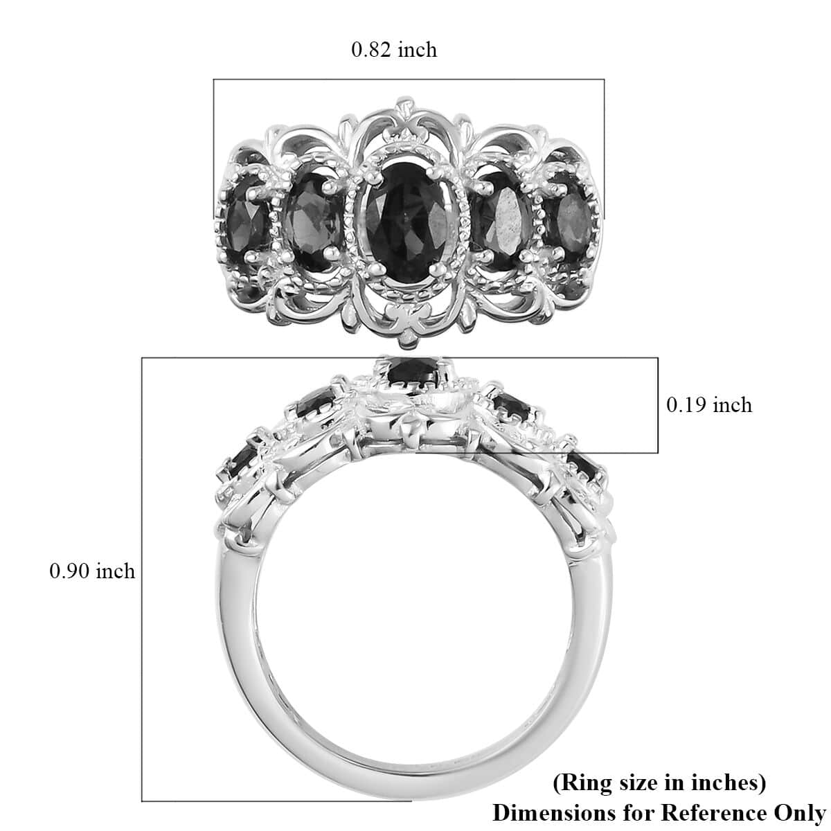 Karis Mozambique Garnet Ring in Platinum Bond, Five Stone Ring For Women, Engagement Rings 1.50 ctw (Size 5.0) image number 7