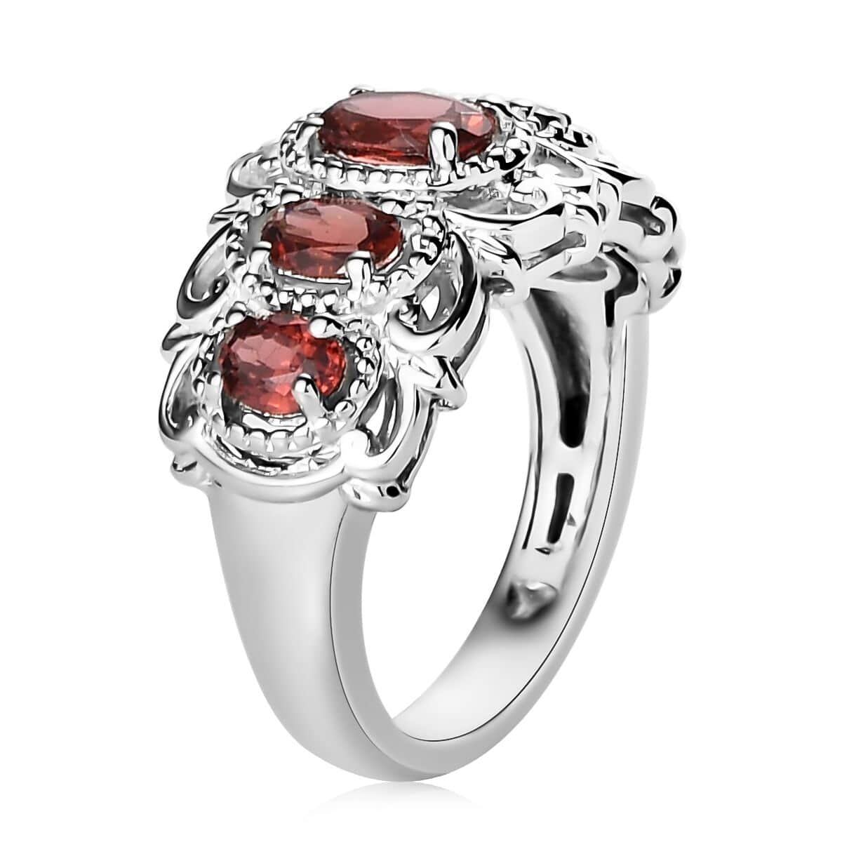Karis Mozambique Garnet Ring in Platinum Bond, Five Stone Ring For Women, Engagement Rings 1.50 ctw (Size 7.0) image number 4