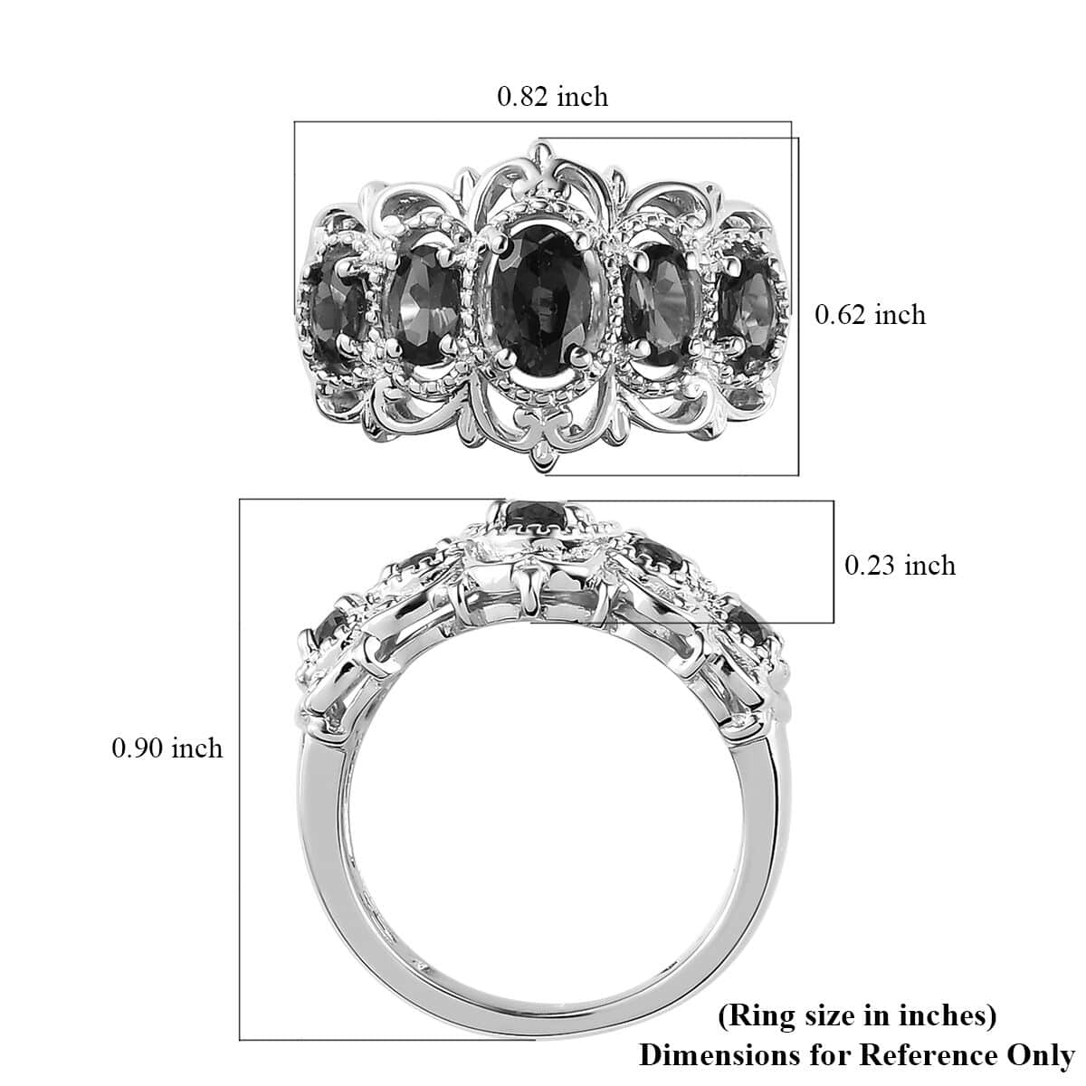Karis Mozambique Garnet Ring in Platinum Bond, Five Stone Ring For Women, Engagement Rings 1.50 ctw (Size 7.0) image number 6