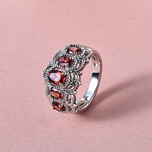 EverTrue Mozambique Garnet 5 Stone Ring in Platinum Bond 1.50 ctw (Size 8.0)