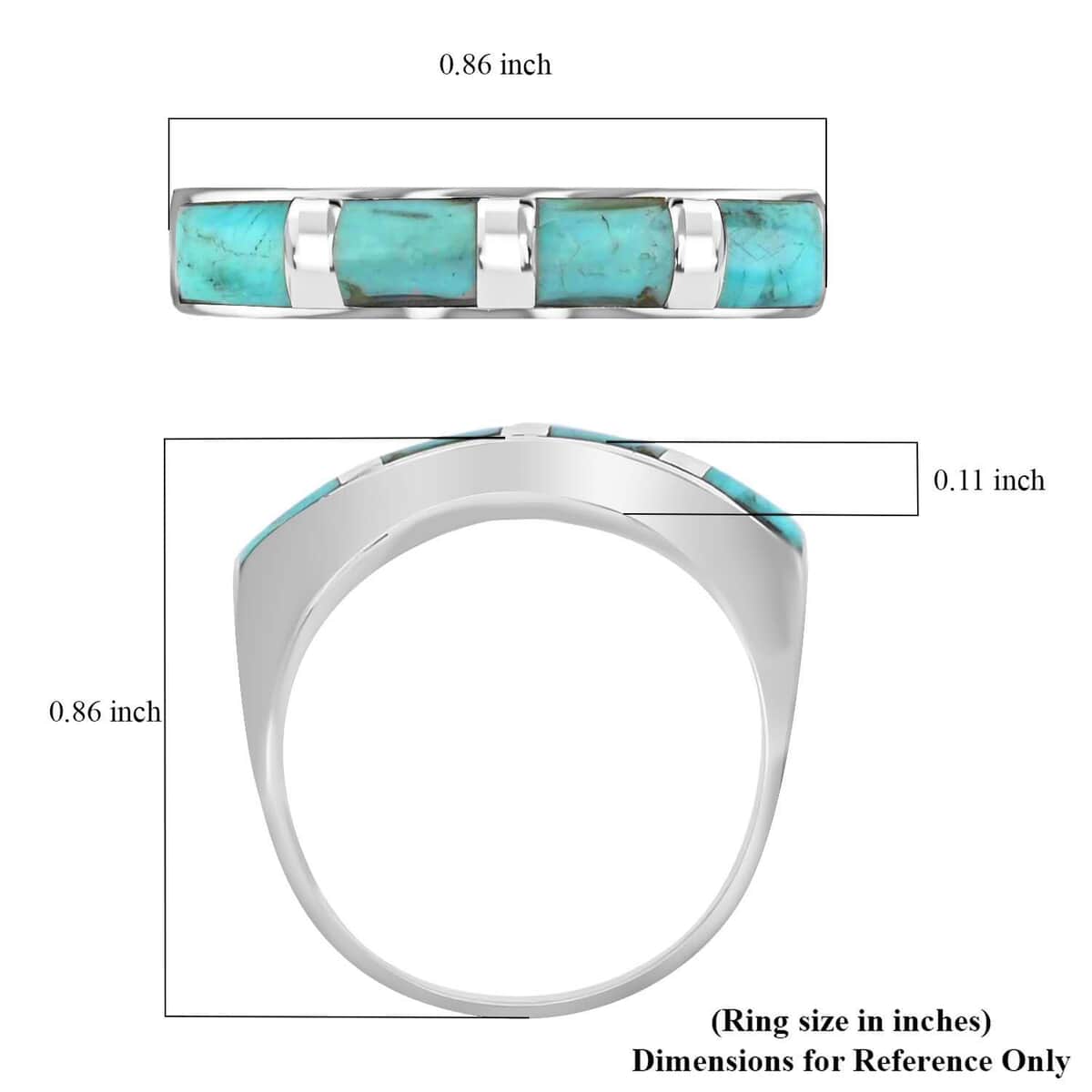 Santa Fe Style Kingman Turquoise Ring in Sterling Silver,Band Ring,Boho Western Turquoise Jewelry for Women 1.00 ctw (Size 10.0) image number 6
