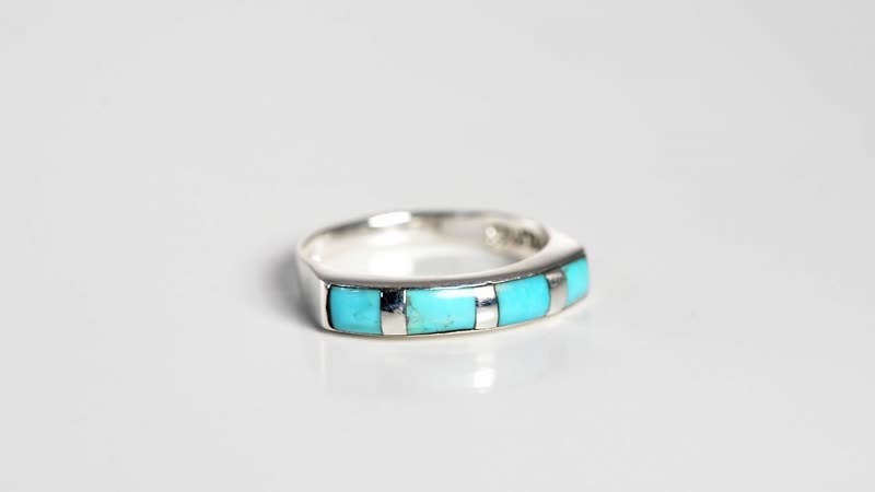 SANTA FE Style Kingman Turquoise Ring in Sterling Silver (Size 10.0) 1.00 ctw
