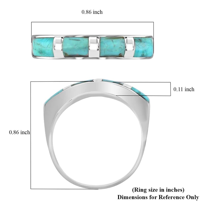 Santa Fe Style Kingman Turquoise 1.00 ctw Ring in Sterling Silver, Band Ring, Boho Western Turquoise Jewelry for Women (Size 7.00)