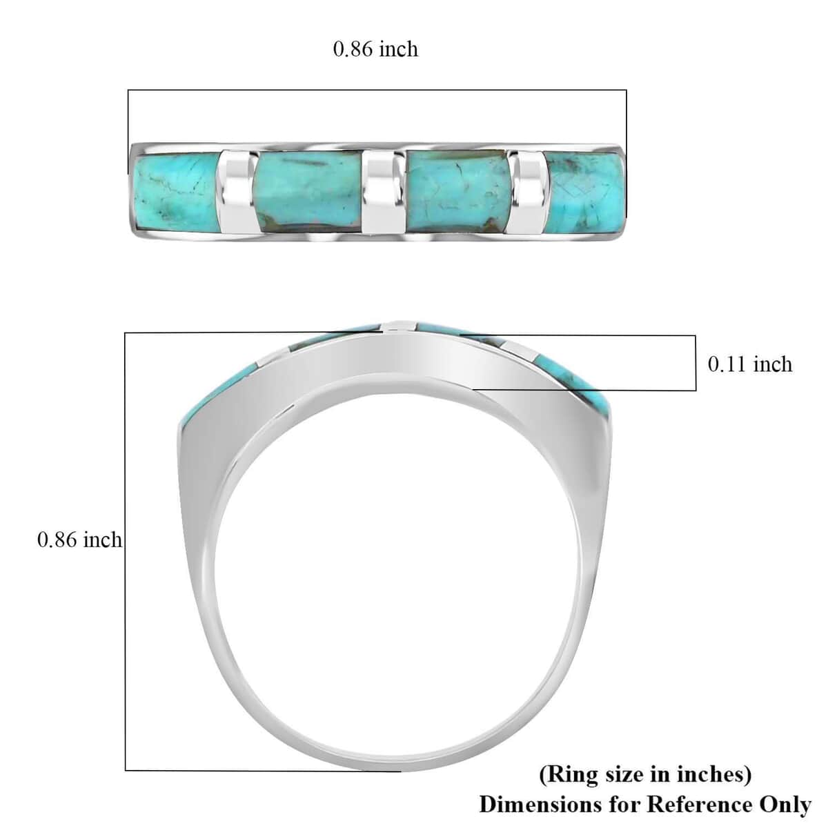 Santa Fe Style Kingman Turquoise Ring in Sterling Silver,Band Ring,Boho Western Turquoise Jewelry for Women 1.00 ctw (Size 8.0) image number 6