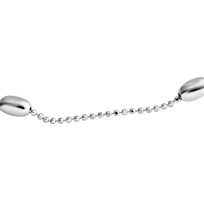 Sterling Silver Beaded Tube Station Anklet (10 in) 3.10 Grams