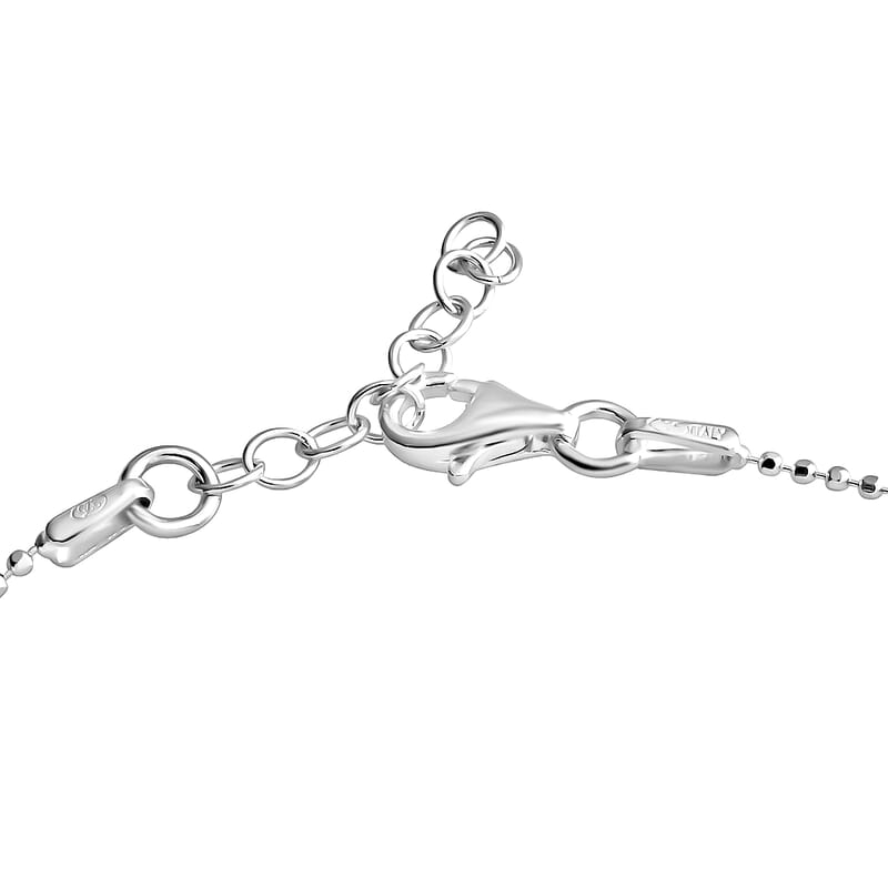 Sterling Silver Beaded Tube Station Anklet (10 in) 3.10 Grams