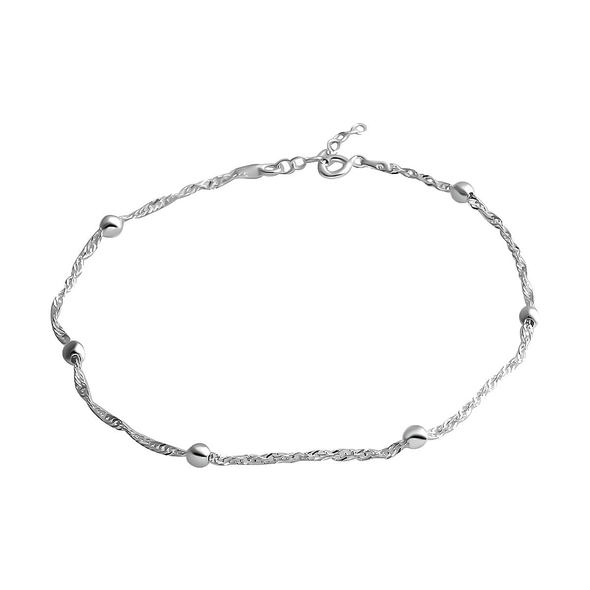 Singapore Station Anklet in Sterling Silver 2.70 Grams