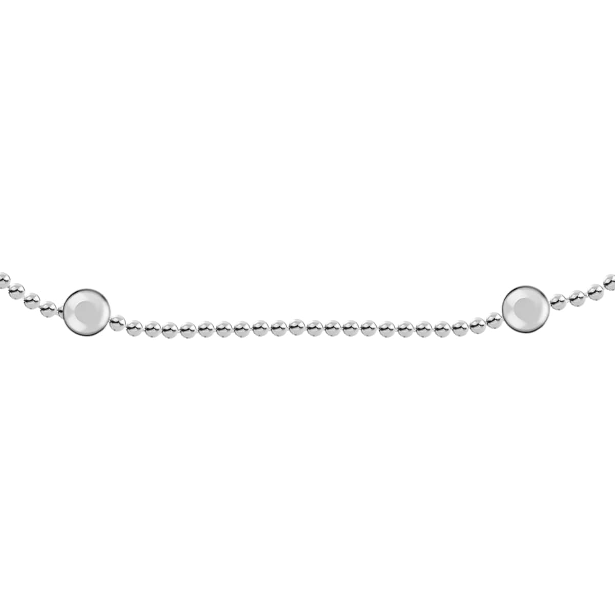 Sterling Silver Beaded Station Anklet (10 in,2.60g) image number 1