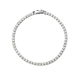 Simulated Diamond Tennis Bracelet in Silvertone (8.00 In)