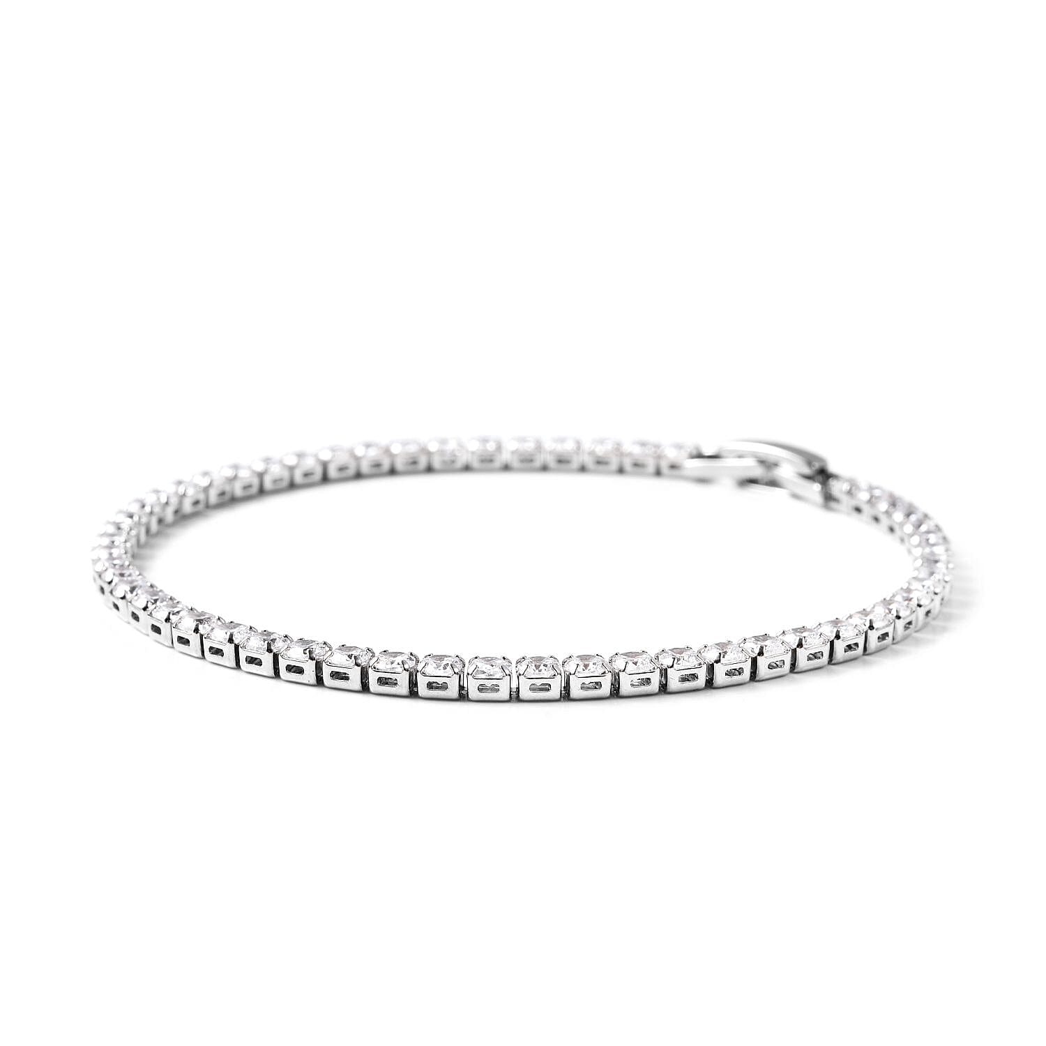 Simulated Diamond Tennis Bracelet in Silvertone (8.00 In)