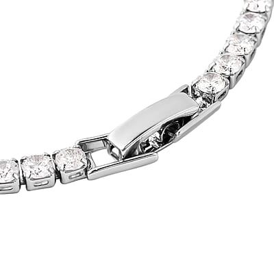 Simulated Diamond Tennis Bracelet in Silvertone (8.00 In)