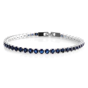 Simulated Blue Quartz Tennis Bracelet in Silvertone (8.00 In)