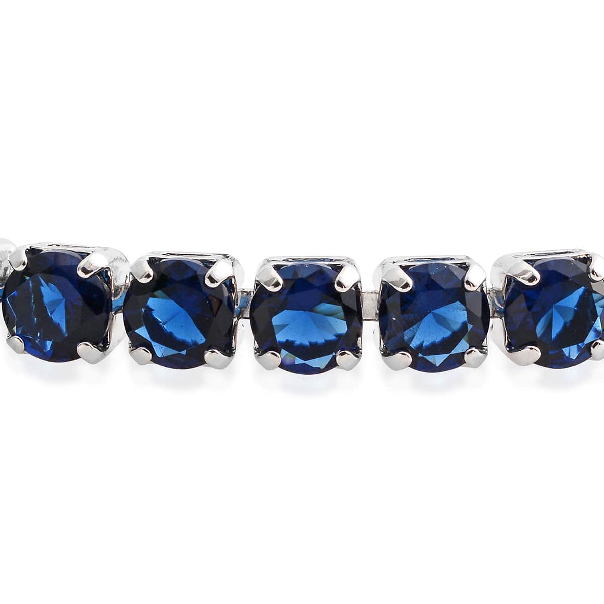 Simulated Blue Quartz Tennis Bracelet in Silvertone (8.00 In) image number 1