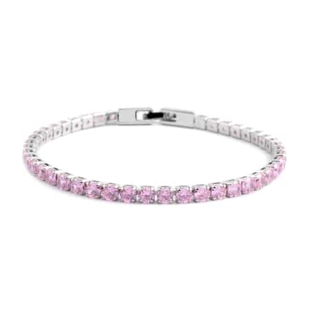 Simulated Pink Diamond Tennis Bracelet in Silvertone (8.00 In) image number 0