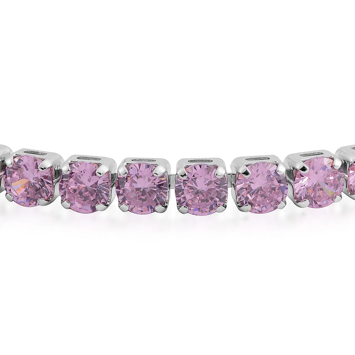 Simulated Pink Diamond Tennis Bracelet in Silvertone (8.00 In)