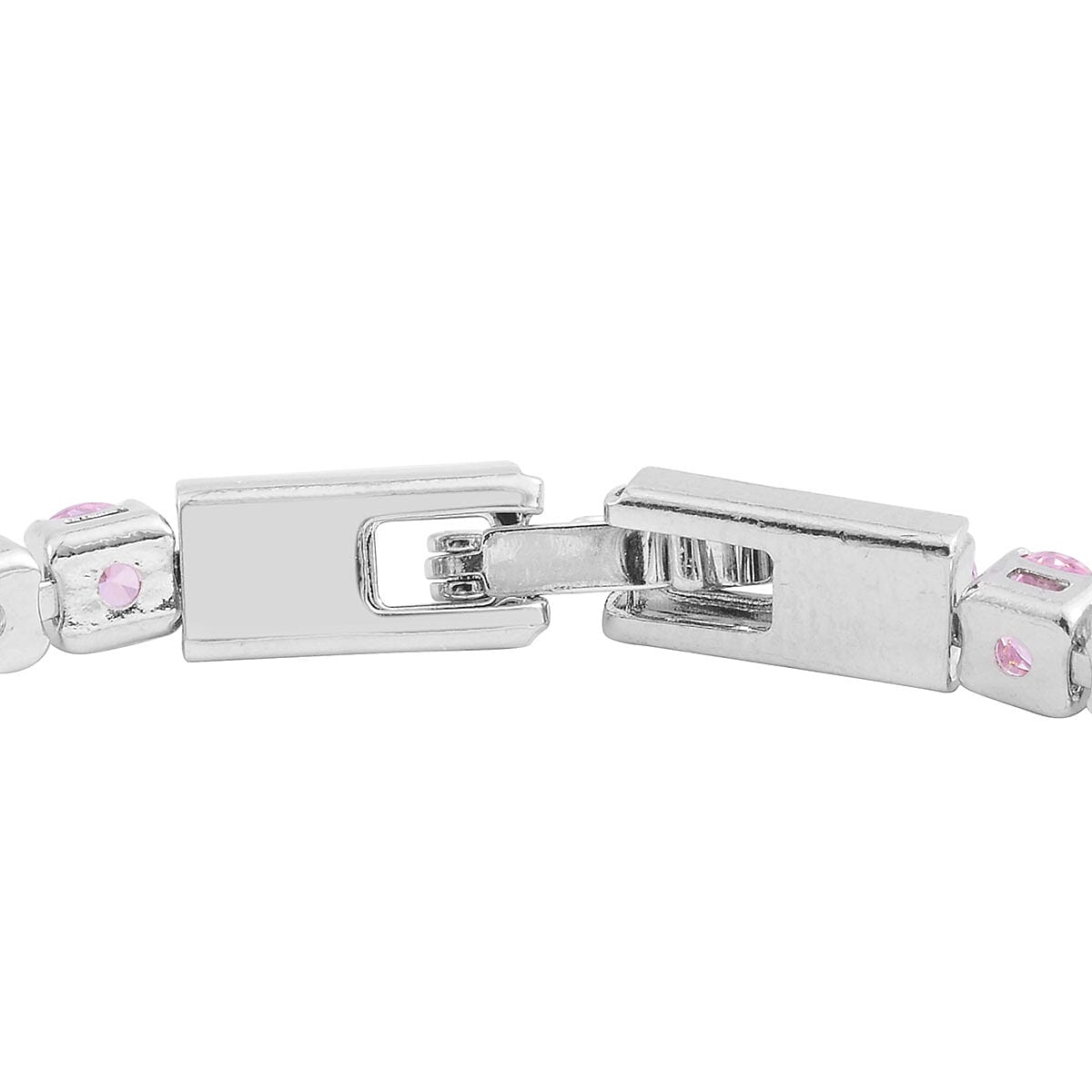 Simulated Pink Diamond Tennis Bracelet in Silvertone (8.00 In)