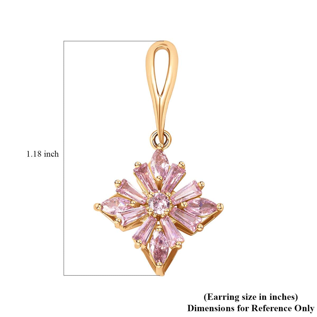 Simulated Pink Diamond Latch Back Earrings in Goldtone image number 3