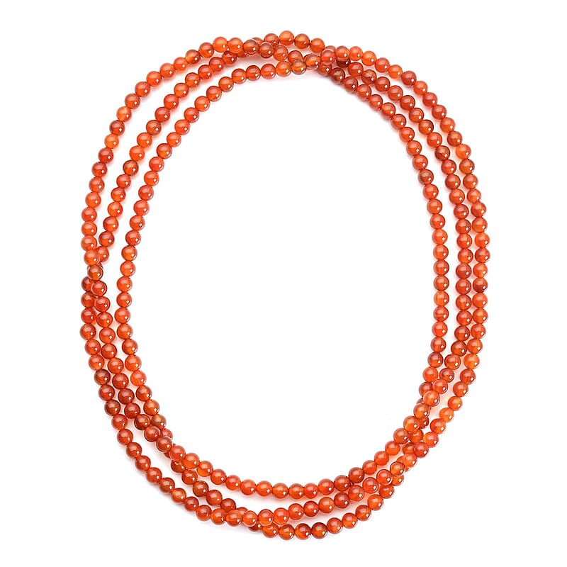 Enhanced Red Agate 399.50 ctw Beaded Endless Necklace 60 Inches