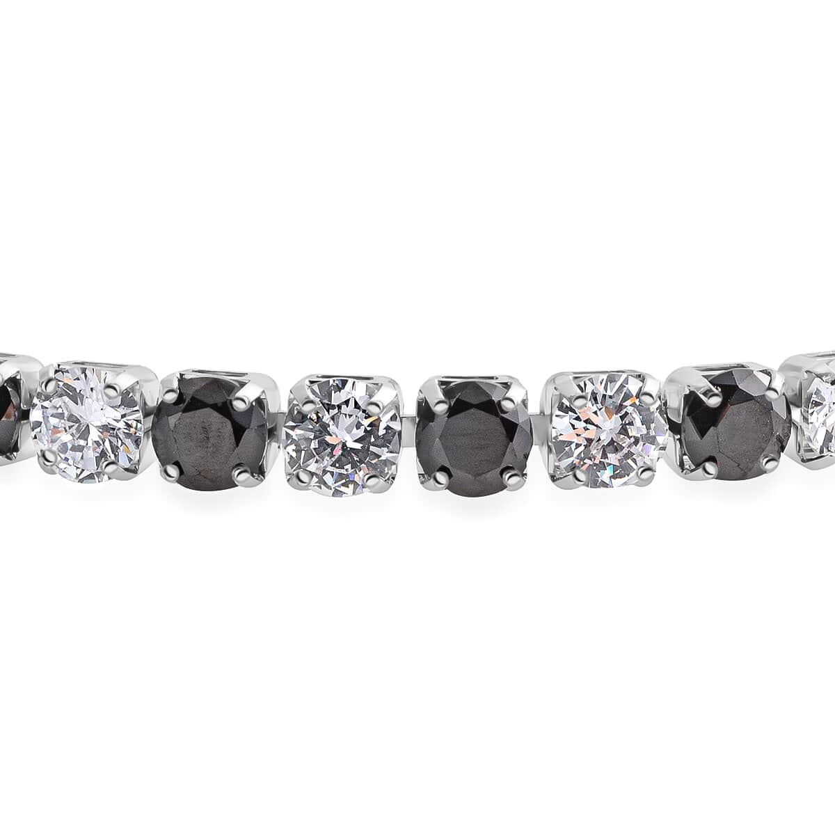 Simulated Black and White Diamond Tennis Bracelet in Silvertone (8.00 In) image number 2