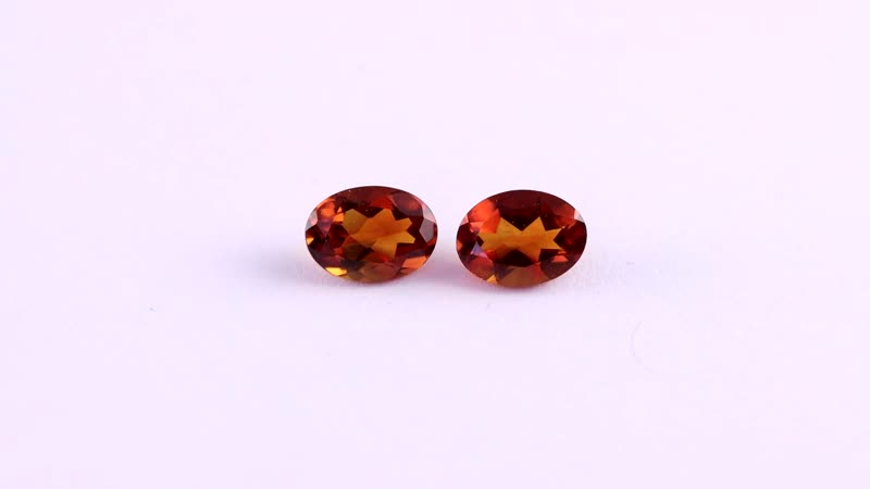 Brazilian Cherry Citrine Set of 2 (Ovl 7x5 mm) 1.25 ctw Loose Gemstone