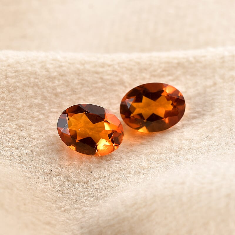 Brazilian Cherry Citrine Set of 2 (Ovl 8x6 mm) 1.92 ctw Loose Gemstone
