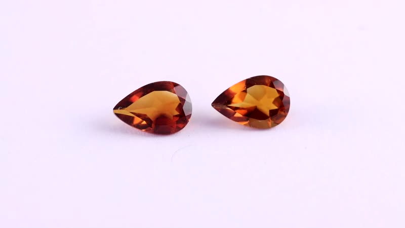Brazilian Cherry Citrine Set of 2 (Pear 9x6 mm) 1.93 ctw Loose Gemstone