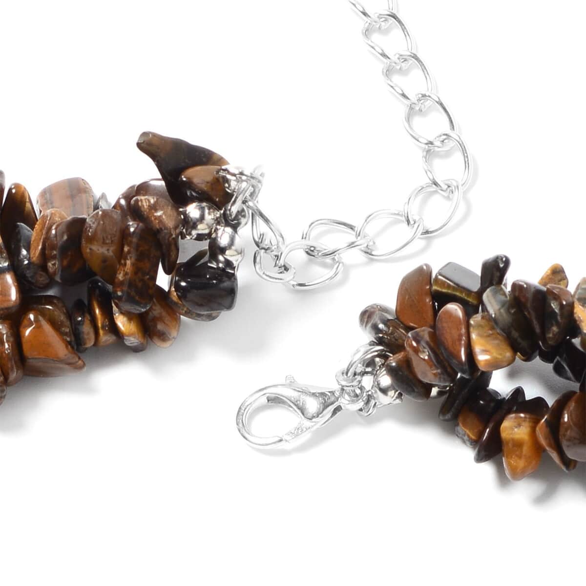 Tiger's Eye With Necklace in Black Oxidized Silvertone, Butterfly Pendant (18-22 Inches) 736.00 ctw image number 3