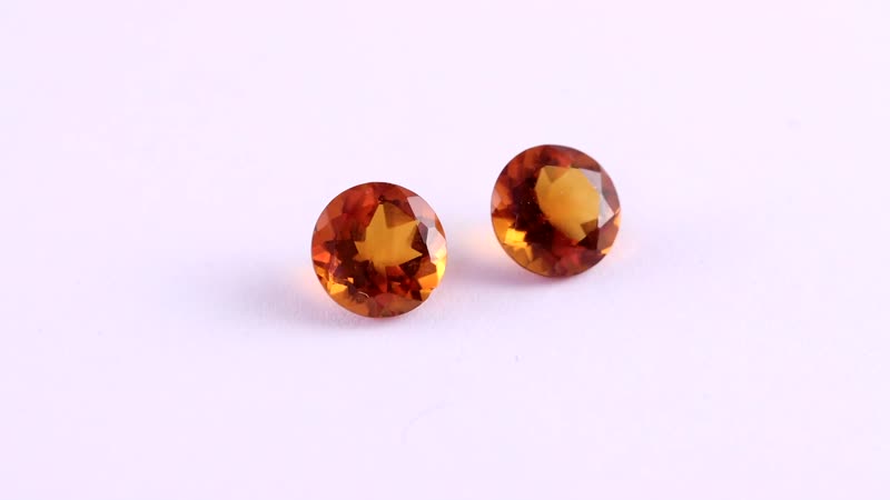 Brazilian Cherry Citrine Set of 2 (Rnd 7 mm) 2.09 ctw Loose Gemstone