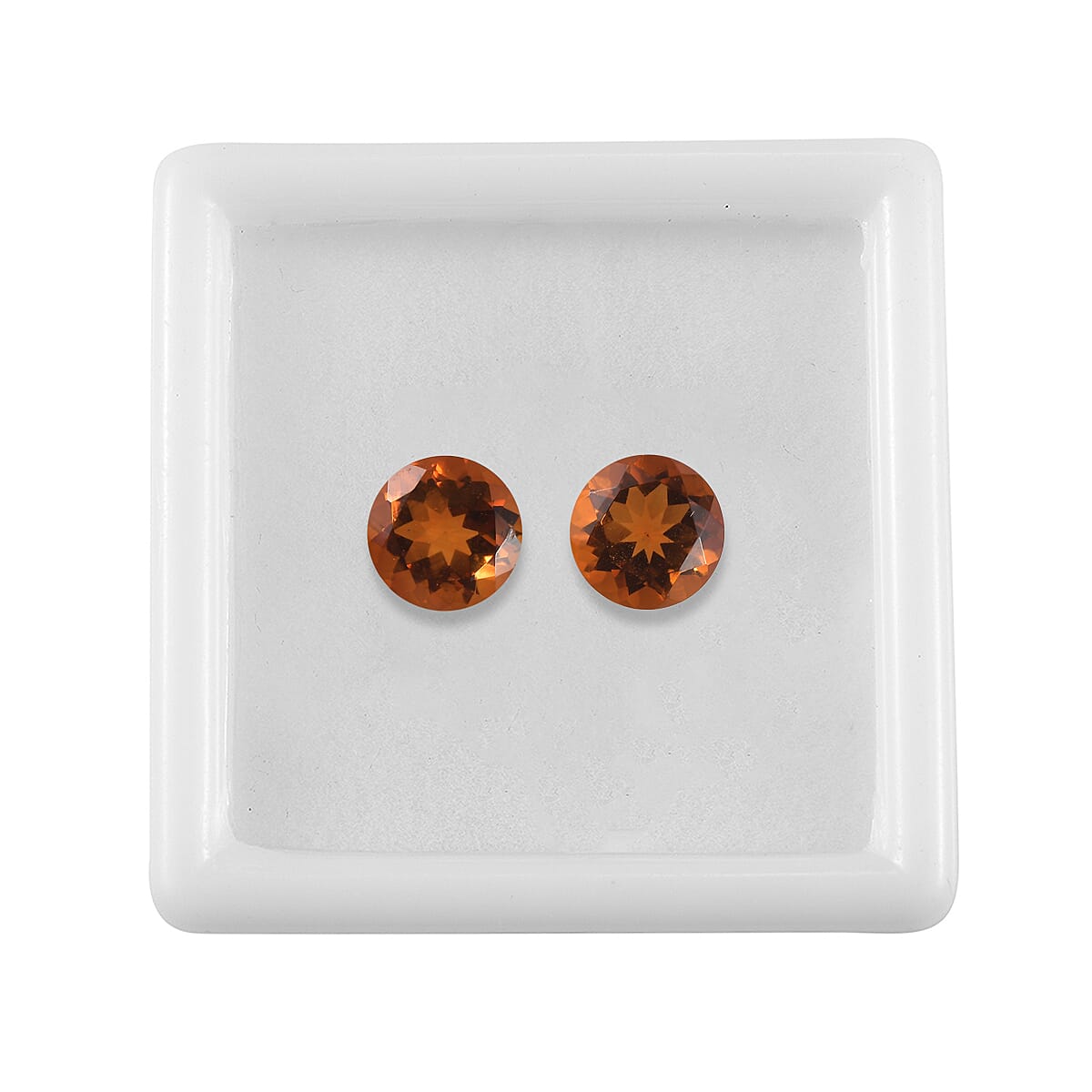 Brazilian Cherry Citrine Set of 2 (Rnd 7 mm) 2.09 ctw Loose Gemstone