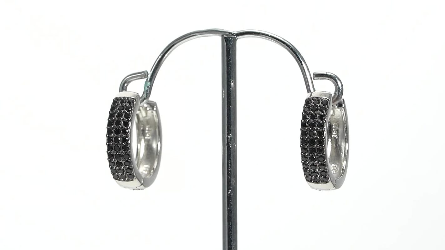 0.79 ctw Natural Thai Black Spinel Hugie Earrings in Sterling Silver