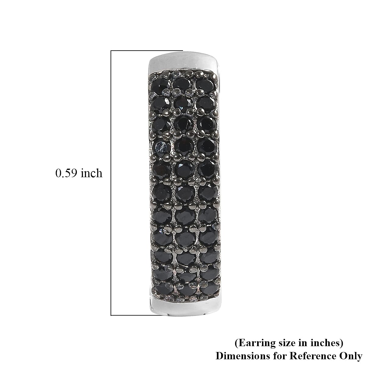 Thai Black Spinel 0.75 ctw Hoop Earrings in Black Rhodium and Sterling Silver