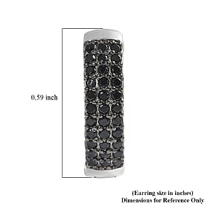 Thai Black Spinel 0.75 ctw Hoop Earrings in Black Rhodium and Sterling Silver