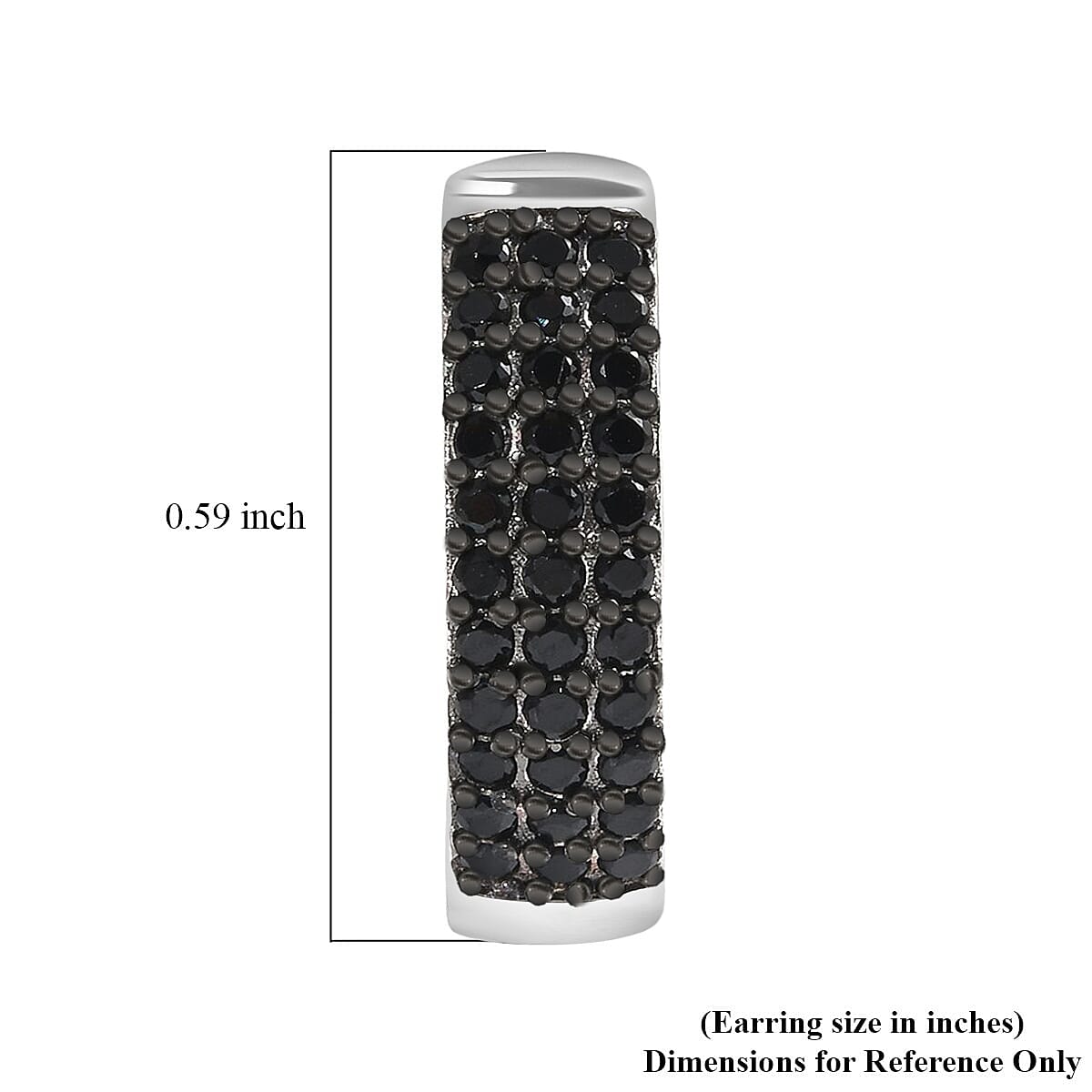 Thai Black Spinel 0.75 ctw Hoop Earrings in Black Rhodium and Sterling Silver
