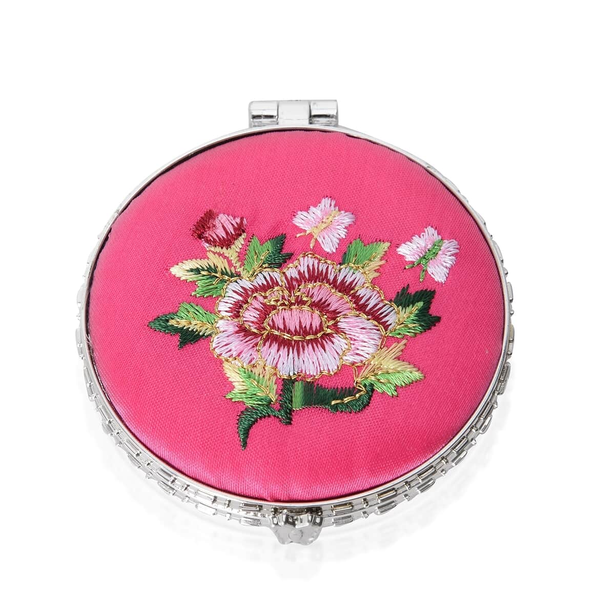 Set of 5 Rose Red Flower Pattern Compact Mirror, Lipstick Case with Mirror, Coin Purse, Bag Holder Hook and Pen image number 4