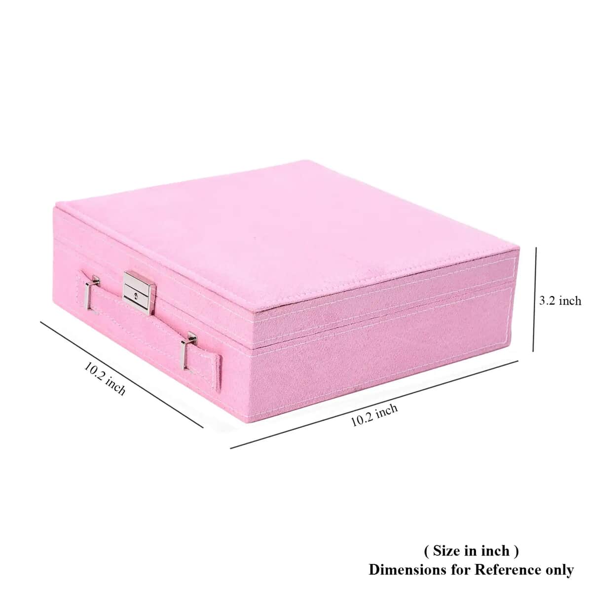 Pink Faux Velvet Briefcase Style 2-tier Jewelry Box, Scratch resistant and Anti-Tarnish Jewelry Storage Box, Anti Tarnish Jewelry Case, Jewelry Organizer (Approx 60 Rings, etc.) image number 4