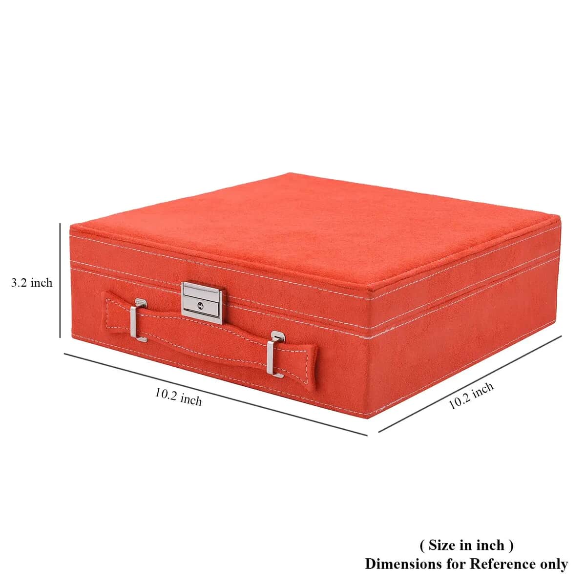 Orange Faux Velvet Briefcase Style 2-tier Jewelry Box, Scratch resistant and Anti-Tarnish Jewelry Storage Box, Anti Tarnish Jewelry Case, Jewelry Organizer (Approx 60 Rings, etc.) image number 4